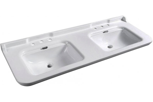 Раковина Kerasan Waldorf 4143 с 3 отверстиями, цвет белый, прямоугольная