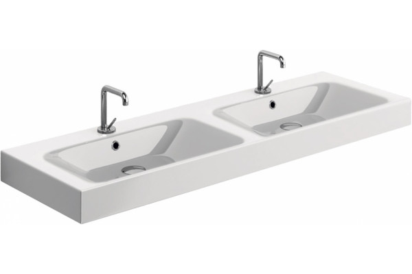 Раковина Kerasan Cento 3536 140 см, двойная, цвет белый, прямоугольная