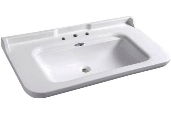 Раковина Kerasan Waldorf 4140 с 3 отверстиями, цвет белый, прямоугольная