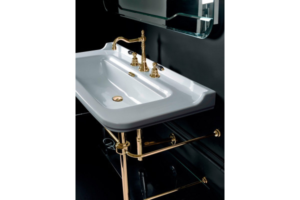 Раковина Kerasan Waldorf 4140 с 3 отверстиями, цвет белый, прямоугольная