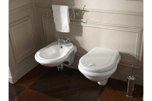 Унитаз подвесной Kerasan Retro 101501 белый, овальный, антивсплеск, 38x50 см