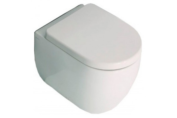 Унитаз приставной Kerasan Flo 311601 белый, овальный, антивсплеск, 36x52 см