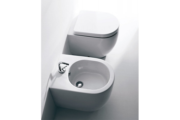 Унитаз приставной Kerasan Flo 311601 белый, овальный, антивсплеск, 36x52 см