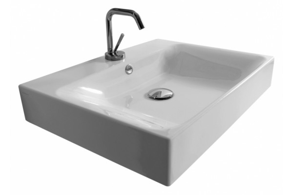 Раковина Kerasan Cento 353101 (60 см) цвет белый, прямоугольная, с переливом