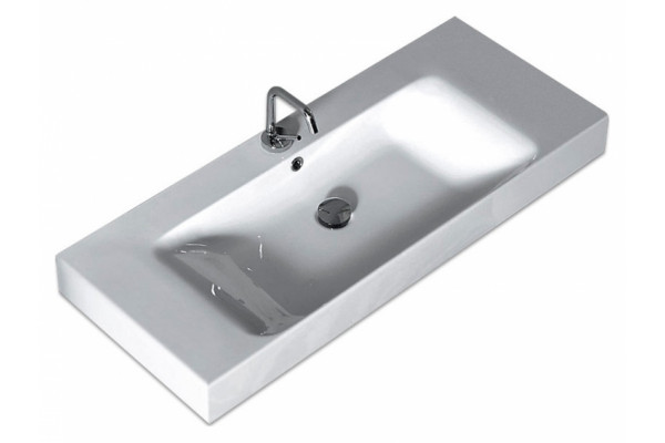 Раковина Kerasan Cento 355001 (100 см) цвет белый, прямоугольная, с переливом
