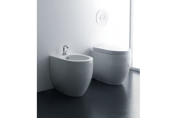 Биде напольное Kerasan Flo 312101 укороченное цвет белый, овальное, 36x48 см