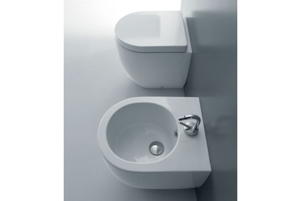 Биде напольное Kerasan Flo 312101 укороченное цвет белый, овальное, 36x48 см