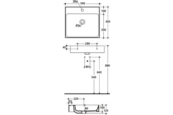 Раковина Kerasan Cento 353001*1 цвет белый
