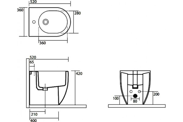 Биде напольное Kerasan Flo 312001*1 цвет белый, овальное