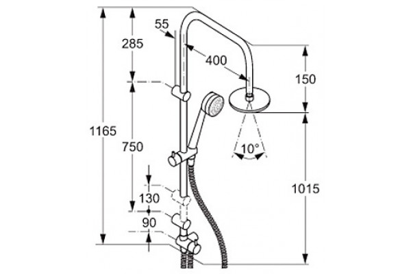 Душевая стойка Kludi Zenta dual shower system  хром, штанга 116.5 см