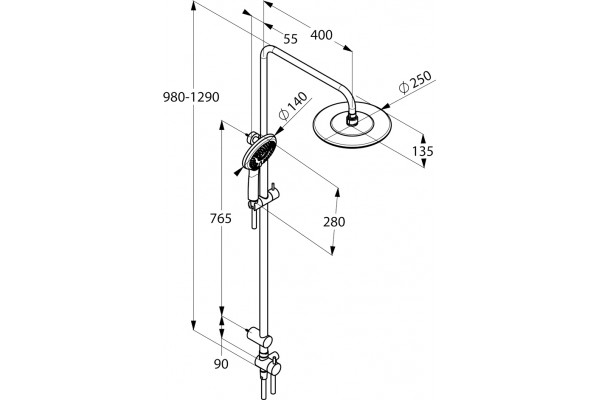 Душевая стойка Kludi Freshline dual shower system 6709005-00 хром, штанга 129 см