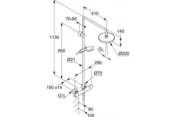 Душевая стойка Kludi Logo Dual Shower System 6809405-00 с термостатом, хром, штанга 113 см