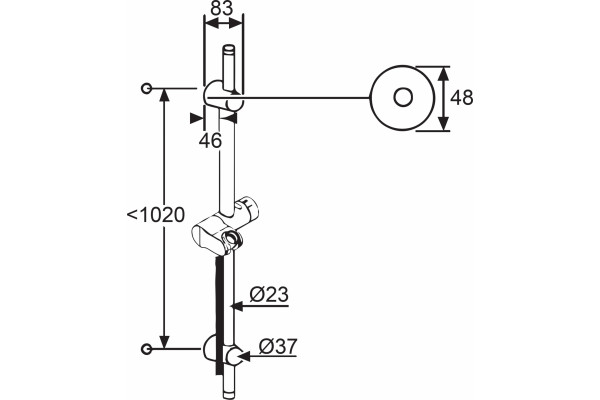 Душевая штанга Kludi A-QAv 6209505-00 хром, 110 см, шланг 160 см