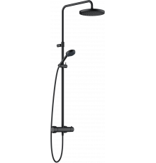 Душевая стойка Kludi Logo Dual Shower System 6808239-00 с термостатом, черная матовая, цвет черный, штанга 126 см