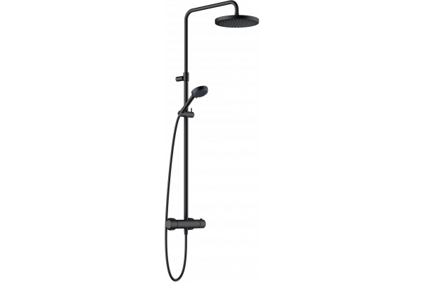 Душевая стойка Kludi Logo Dual Shower System 6808239-00 с термостатом, черная матовая, цвет черный, штанга 126 см