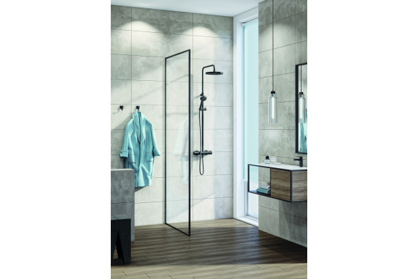 Душевая стойка Kludi Logo Dual Shower System 6808239-00 с термостатом, черная матовая, цвет черный, штанга 126 см