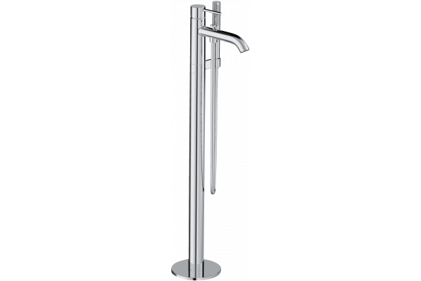 Смеситель для ванны с душем Kludi Bozz 385900576 напольный, хром, однорычажный, длина излива 21 см