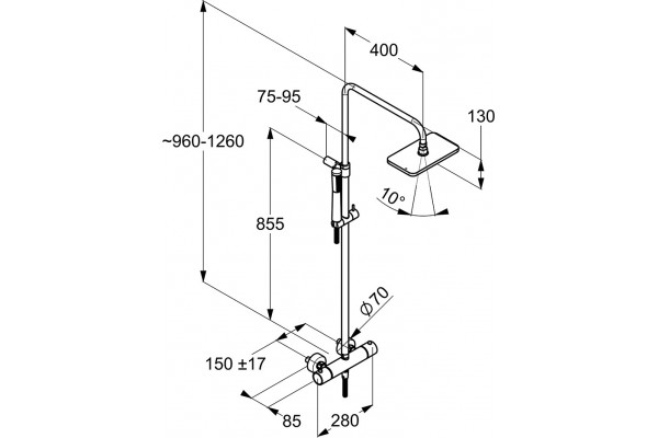 Душевая стойка Kludi A-QA Dual Shower System 4909505-00 хром, штанга 126 см