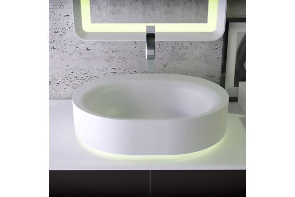KNIEF Moon раковина накладная  55х45хh16 см без отв под смесительмс LED подсветкой цвет белый матовый (ПРИВЕЗЕМ за 7 дней!) 0600-032-01