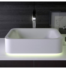 KNIEF Shine Раковина накладная  50х40х15 см без перелива без отв под смеситель  с LED подсветкой  цвет белый матовый