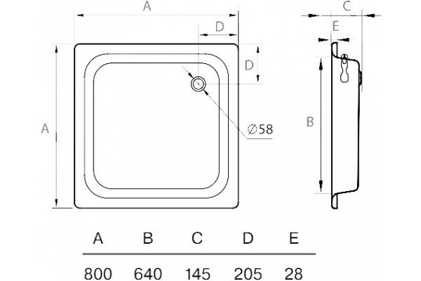 Поддон для душа Koller Pool 80x80 см квадратный, низкий