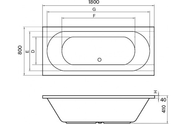 Акриловая ванна Koller Pool Orion Double ORIOND180X80 180х80 прямоугольная, пристенная