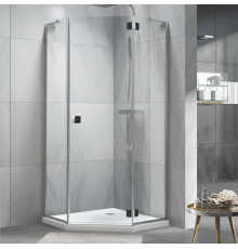 Душевой уголок Koller Pool Neon N90PСB 90х90, стекло прозрачное. профиль хром, черный, двери распашные