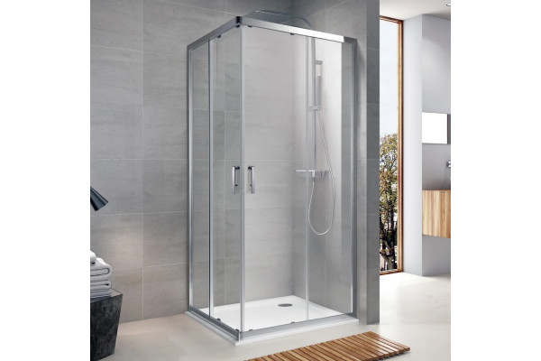 Душевой уголок Koller Pool Grace G90SC 90х90, стекло прозрачное. профиль хром, квадратный, двери раздвижные