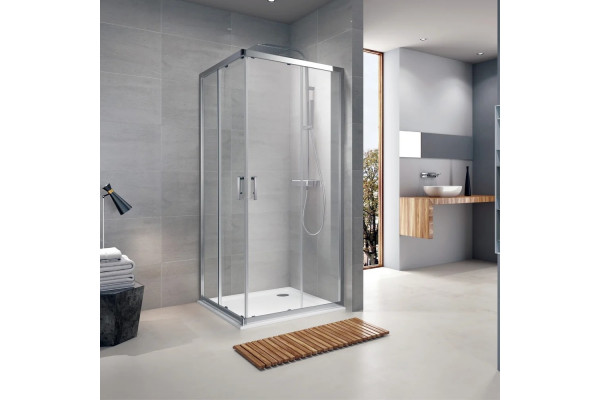 Душевой уголок Koller Pool Grace G90SC 90х90, стекло прозрачное. профиль хром, квадратный, двери раздвижные