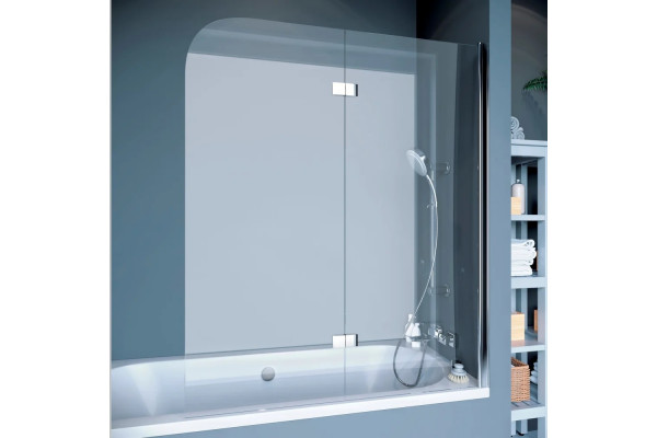 Шторка на ванну Koller Pool Waterfall Line 115х140, стекло прозрачное, R, распашная, профиль хром