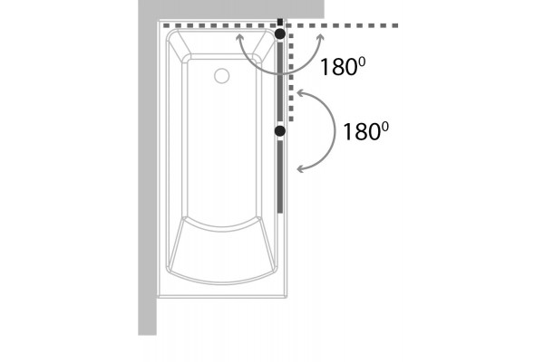 Шторка на ванну Koller Pool Waterfall Line 115х140, стекло прозрачное, R, распашная, профиль хром