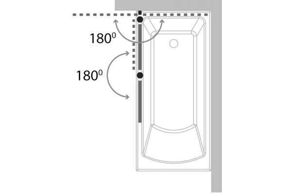 Шторка на ванну Koller Pool Waterfall Line 115х140, стекло прозрачное, L, распашная, профиль хром
