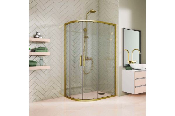 Душевой уголок Kubele DE018RBL-CLN-BR-90х85х200 прямоугольный-асимметричный, двери раздвижные