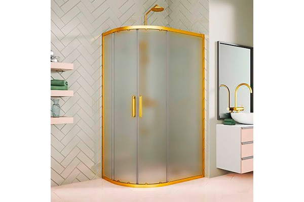 Душевой уголок Kubele DE018RBL-MAT-BR-100х80х200 прямоугольный-асимметричный, двери раздвижные