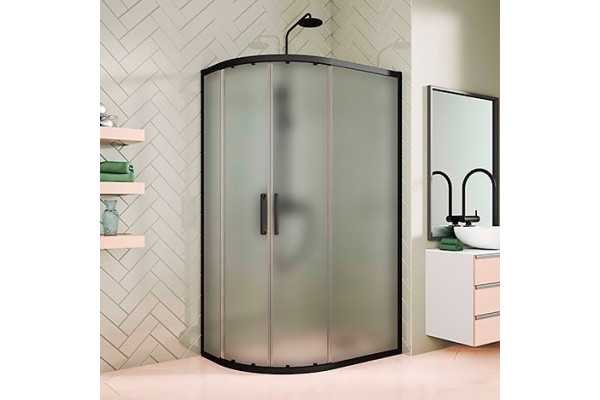 Душевой уголок Kubele DE018RBG-MAT-BLMT-110х90х200 прямоугольный-асимметричный, двери раздвижные