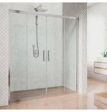 Душевая дверь в нишу Kubele DE019D4-CLN-CH 150 см, профиль хром, раздвижная, стекло прозрачное