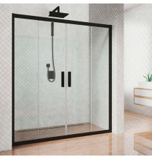 Душевая дверь в нишу Kubele DE019D4-CLN-BLMT 160 см, профиль матовый черный, раздвижная