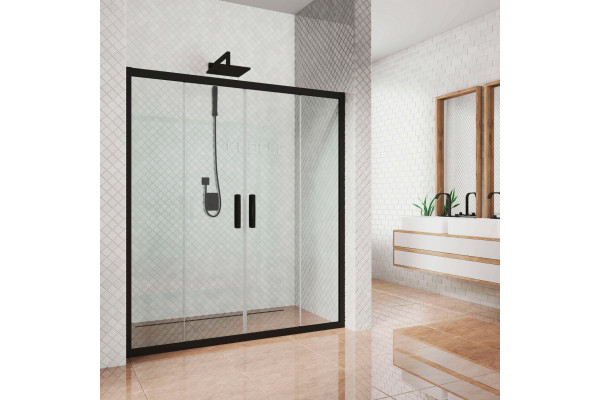 Душевая дверь в нишу Kubele DE019D4-CLN-BLMT 185 см, профиль матовый черный, раздвижная