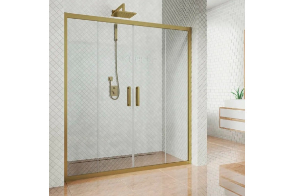Душевая дверь в нишу Kubele DE019D4-CLN-BR 210 см, профиль бронза, раздвижная, стекло прозрачное
