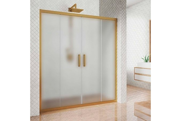 Душевая дверь в нишу Kubele DE019D4-MAT-BR 225 см, профиль бронза, раздвижная, стекло матовое