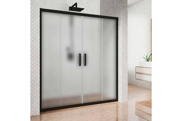 Душевая дверь в нишу Kubele DE019D4-MAT-BLMT 155 см, профиль матовый черный, раздвижная