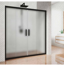 Душевая дверь в нишу Kubele DE019D4-MAT-BLMT 225 см, профиль матовый черный, раздвижная