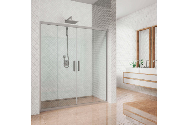 Душевая дверь в нишу Kubele DE019D4-CLN-MT 135 см, профиль матовый хром, раздвижная
