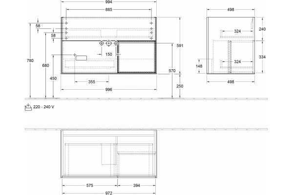 Душевая дверь в нишу Kubele DE019D4-CLN-BR 130 см, профиль бронза, раздвижная, стекло прозрачное