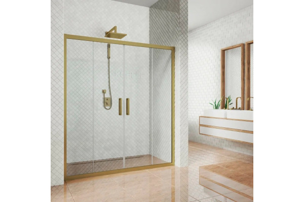 Душевая дверь в нишу Kubele DE019D4-CLN-BR 130 см, профиль бронза, раздвижная, стекло прозрачное