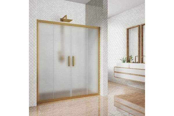 Душевая дверь в нишу Kubele DE019D4-MAT-BR 165 см, профиль бронза, раздвижная, стекло матовое