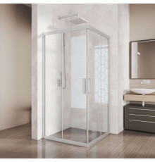 Душевой уголок Kubele DE019SC-CLN-MT 100 см, профиль матовый хром, квадратный, двери раздвижные