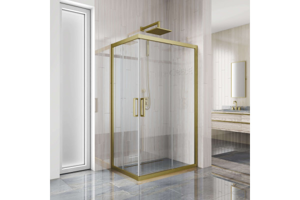 Душевой уголок Kubele DE019RC-CLN-BR 120х100 см, профиль бронза, прямоугольный, двери раздвижные