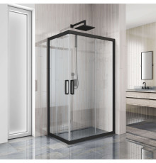 Душевой уголок Kubele DE019RC-CLN-BLMT 110х80 см, профиль матовый черный, прямоугольный, двери раздвижные