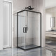 Душевой уголок Kubele DE019RC-CLN-BLMT 110х80 см, профиль матовый черный, прямоугольный, двери раздвижные